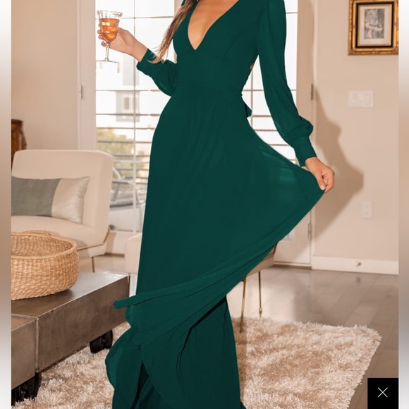 Lulus | Dresses | Talk About Divine Hunter Green Long Sleeve Backless Maxi  Dress | Poshmark